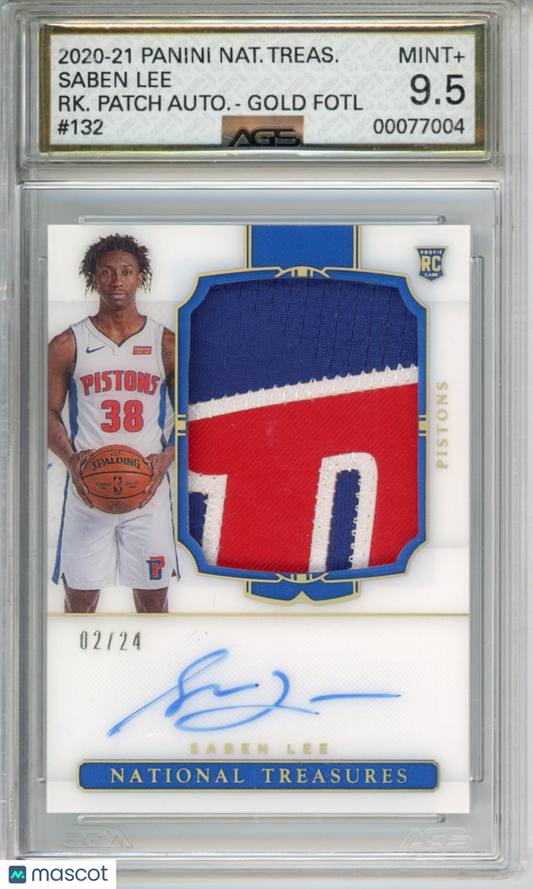 2020-21 Panini National Treasures Saben Lee #132 AGS 9.5 RPA