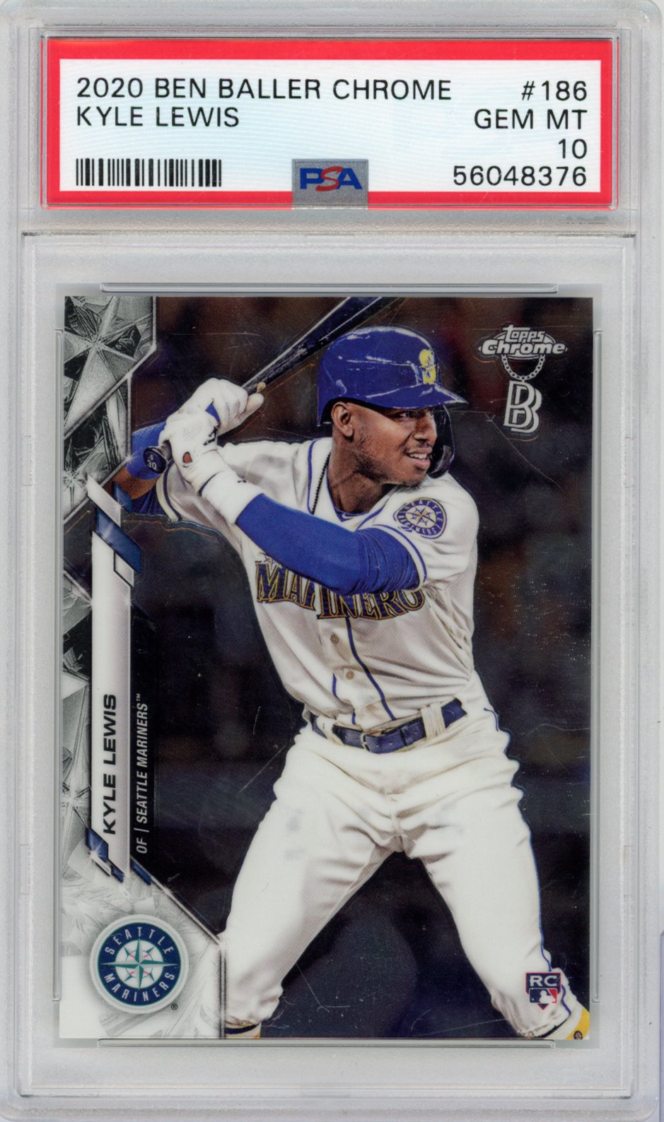 2020 Topps Chrome Baseball Kyle Lewis #186 English PSA 10