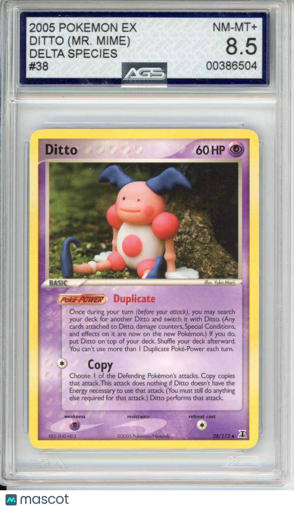 2005 pokemon Delta Species Ditto (Mr.Mime) #38 AGS 8.5