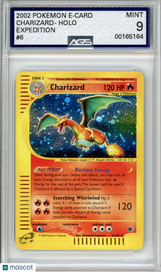 2002 Pokemon Expedition Charizard #006 Unlimited AGS 9