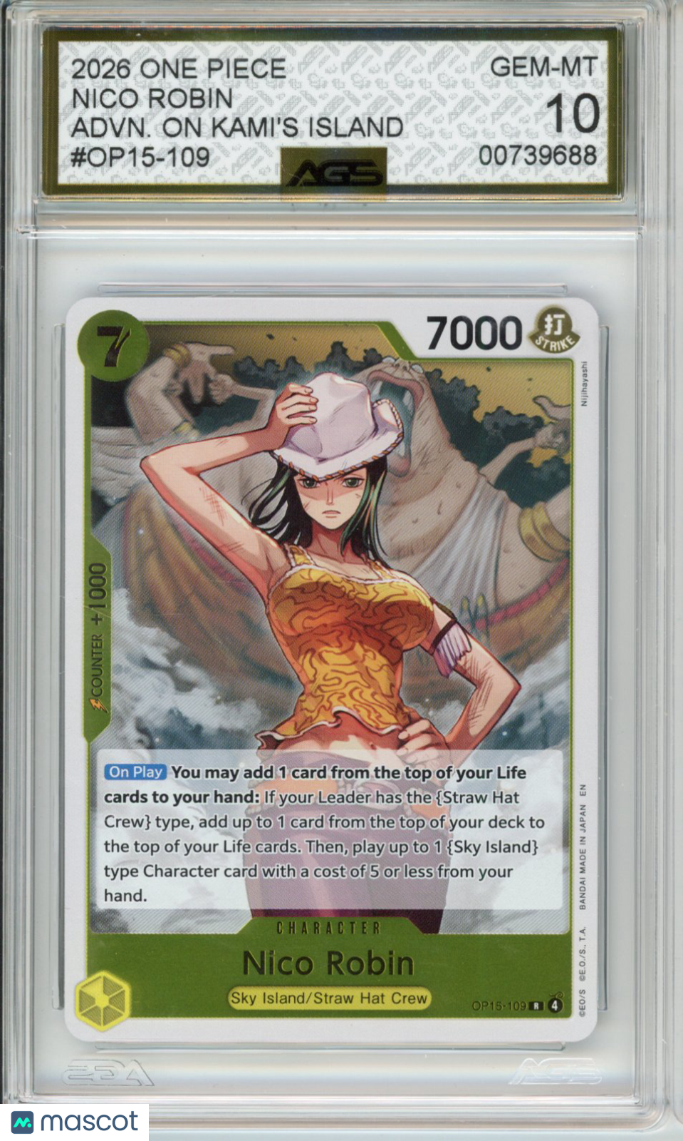 2026 One Piece ADVENTURE ON KAMI'S ISLAND NICO ROBIN OP15-109 AGS 10