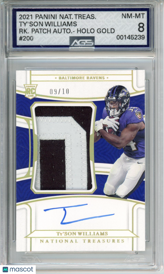 2021 Panini National Treasures TY'SON WILLIAMS #200 RPA Gold AGS 8