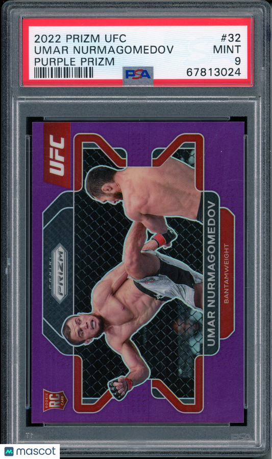 2022 Panini Prizm UFC Umar Nurmagomedov #32 Purple Prizm PSA 9