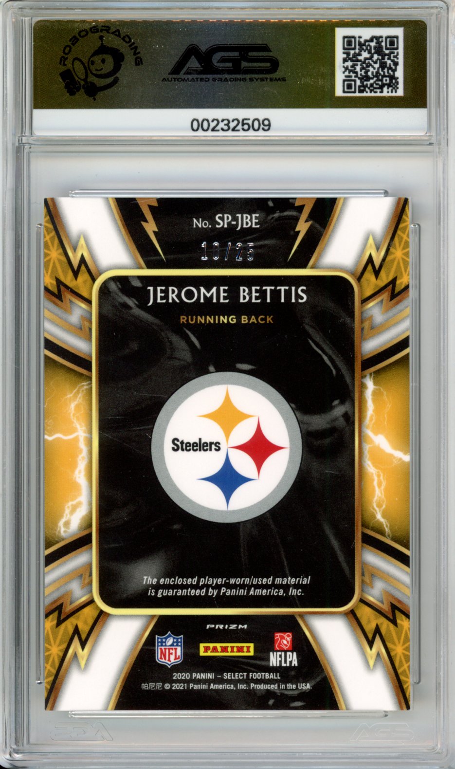 2021 Football 2020 Panini Select JEROME BETTIS #SP-JBE Tie Dye /25 AGS 10