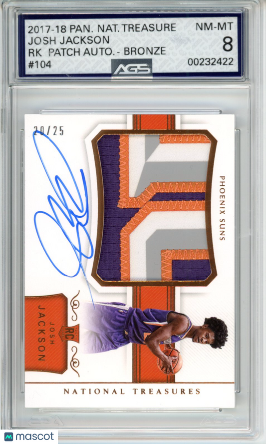 2017-18 Panini National Treasures Josh Jackson #104 Rookie Patch Auto AGS 8
