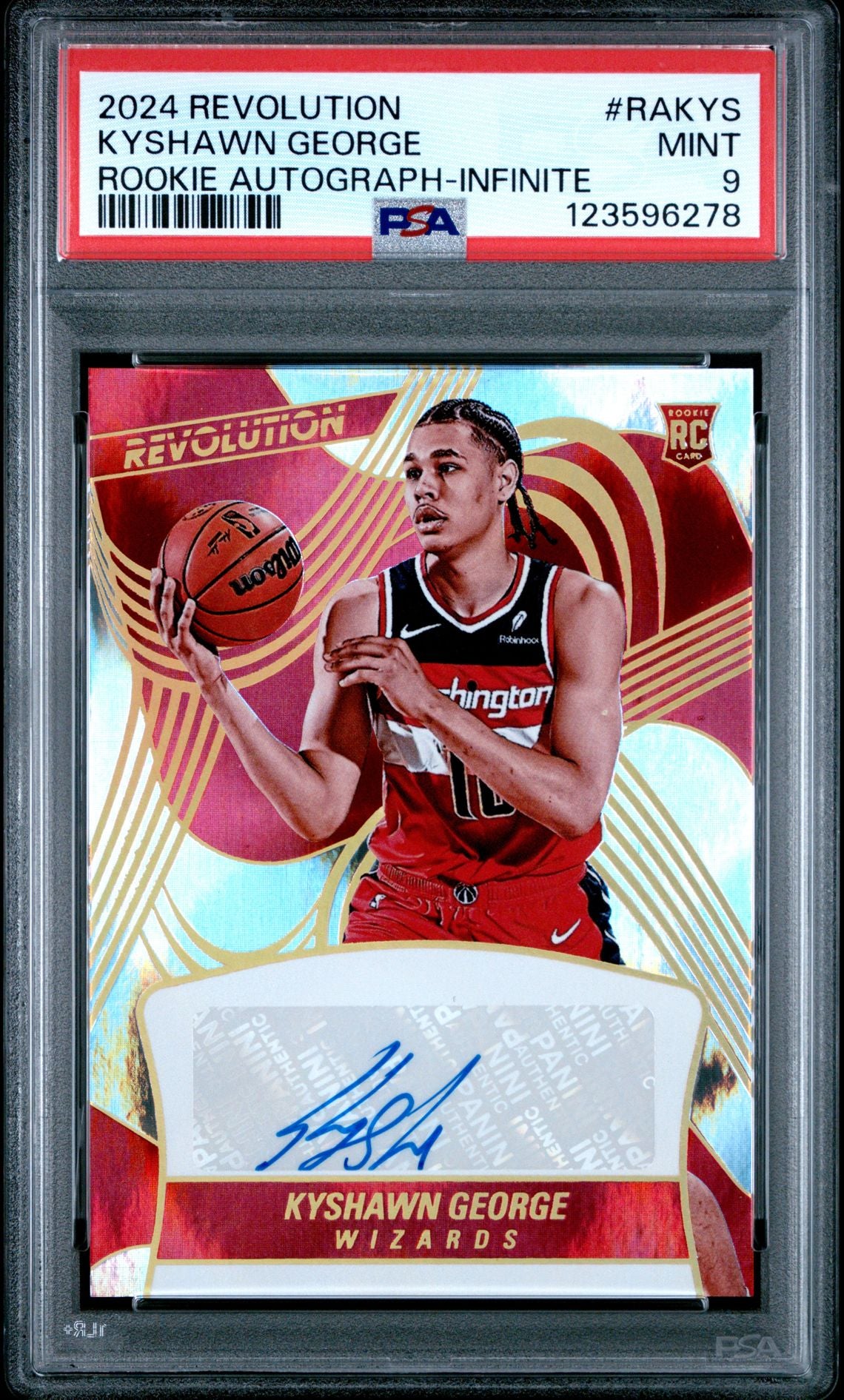 2024 unknown Revolution unknown Revolution unknown Revolution unknown Revolution unknown Revolution Panini Revolution Rookie Autographs Kyshawn George #RAKYS Infinite English PSA 9