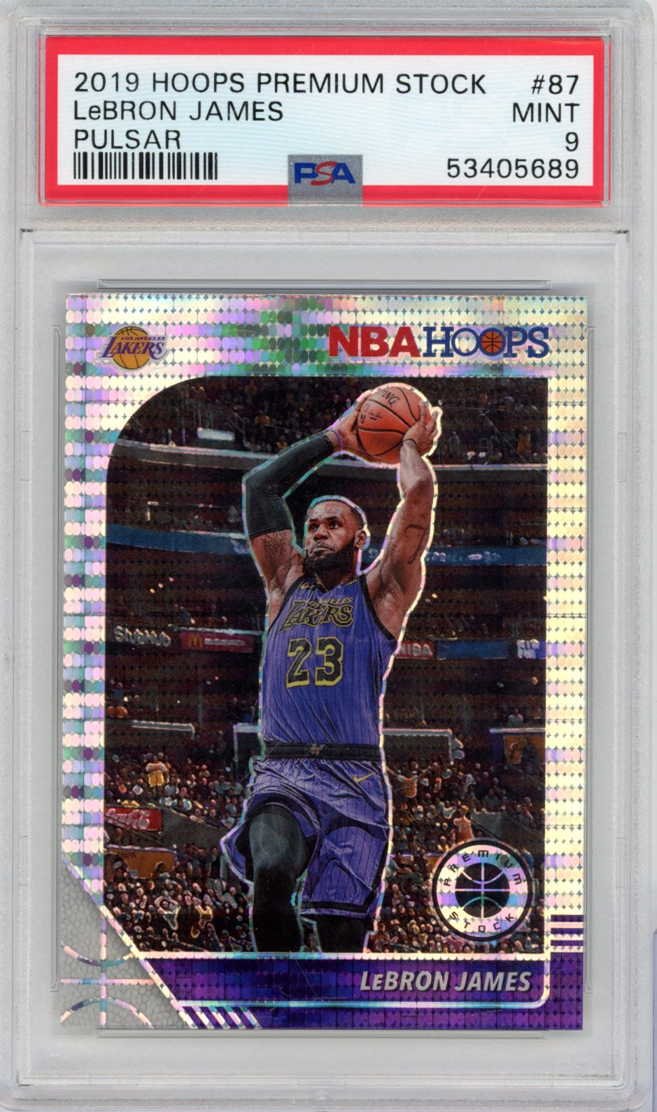 2019 Panini Hoops Premium Stock Basketball Lebron James #87 Pulsar English PSA 9
