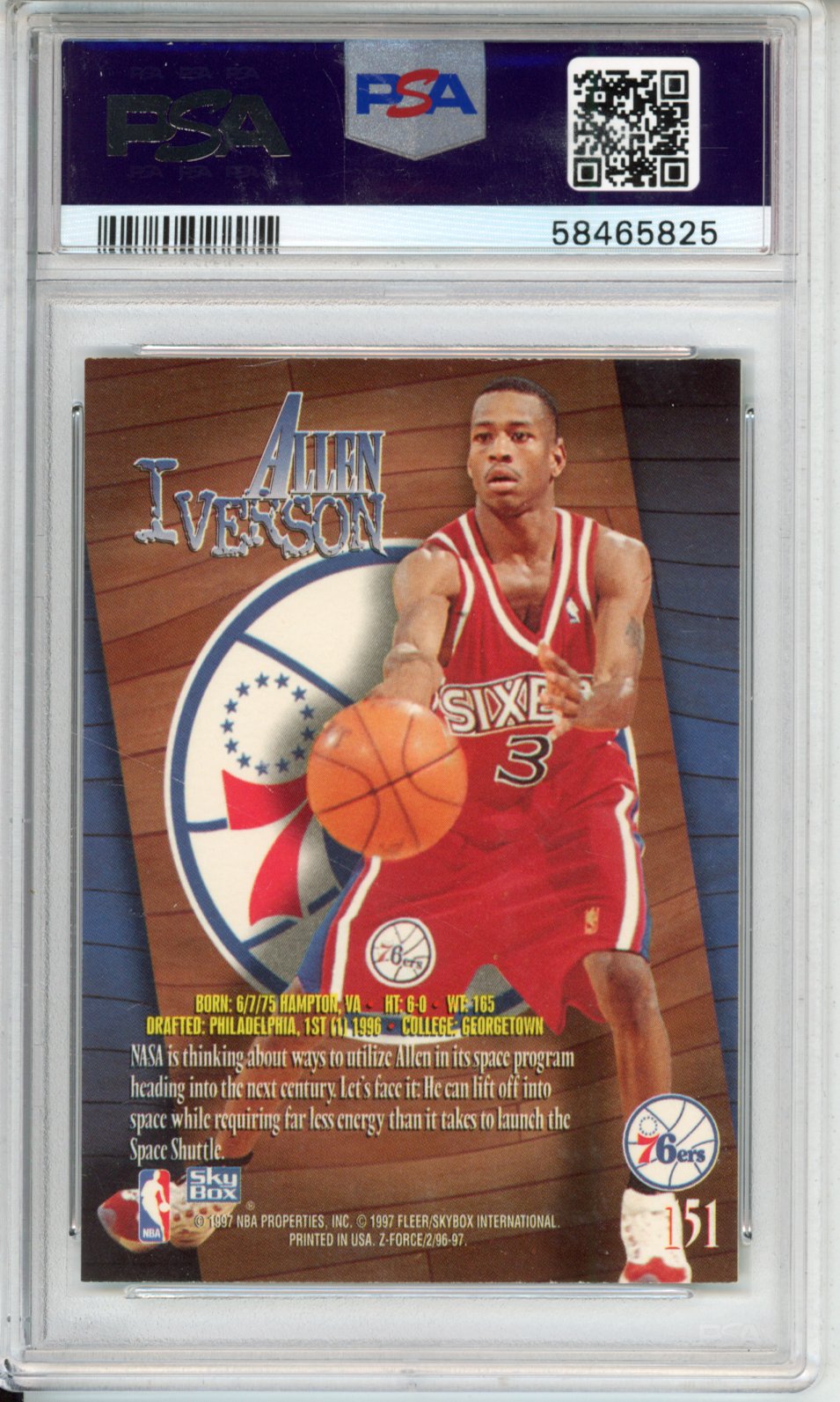 1996 Z-Force Basketball Allen Iverson #151 English PSA 8