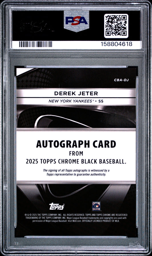 2025 Topps Chrome Black Autographs Derek Jeter Rose Gold Wave DJ English PSA 9