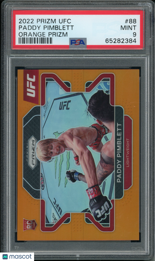 2022 Panini Prizm UFC Paddy Pimblett #88 Orange Prizm PSA 9