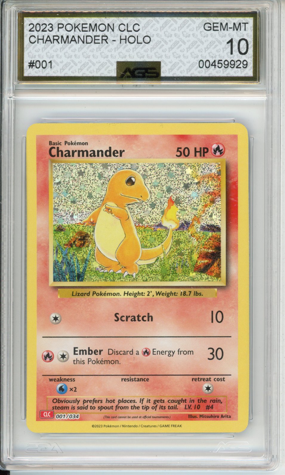 2023 Trading Card Game Classic Charizard & Ho-Oh ex Deck Charmander #001 English AGS 10