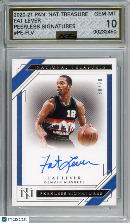 2020-21 Panini National Treasures FAT LEVER #PE-FLV Peerless Signatures AGS 10