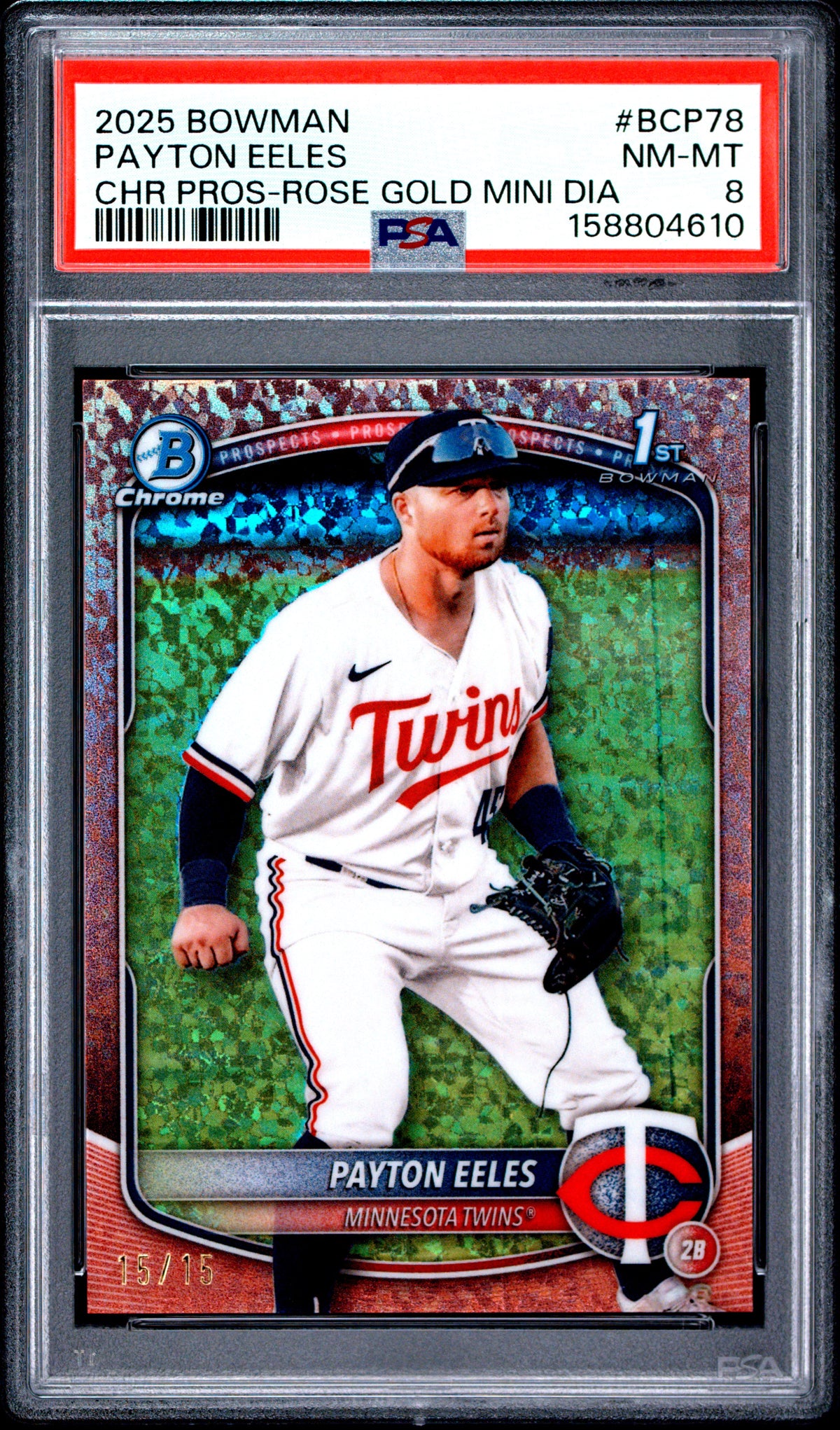 2025 Bowman Chrome Prospects Baseball Payton Eeles #BCP-78 Rose Gold Mini Diamond English PSA 8