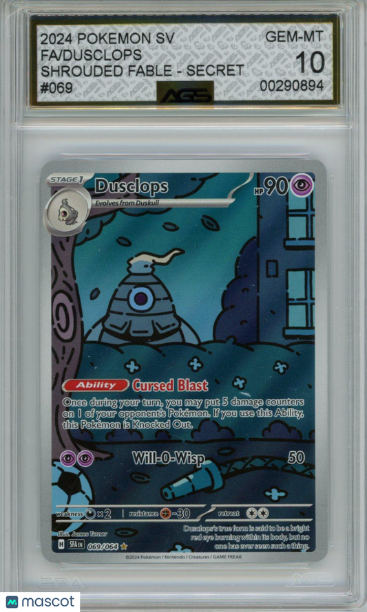 2024 Pokemon SHROUDED FABLE Dusclops #069 AGS 10