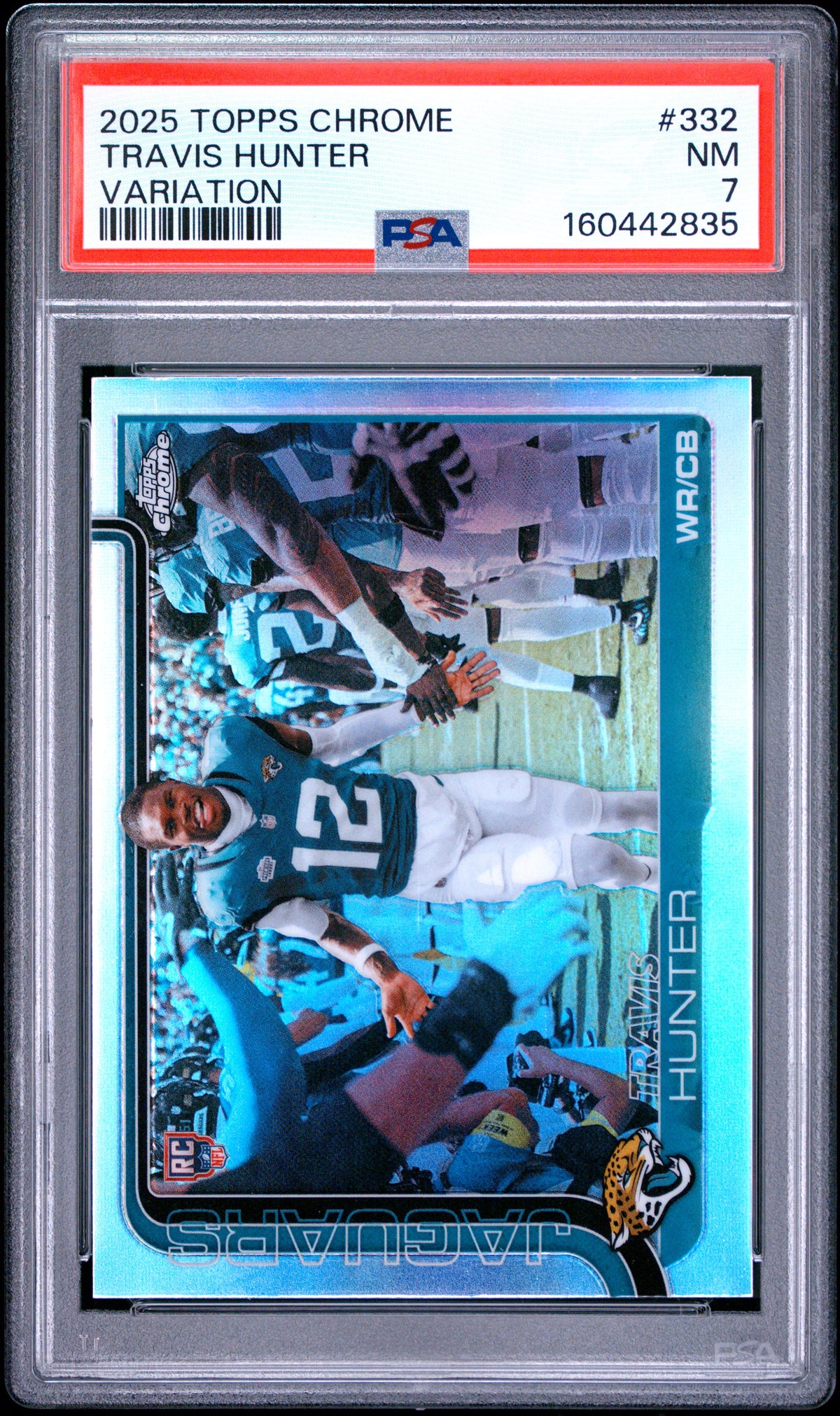2025 Topps Chrome Football Travis Hunter #332 Chrome Image Variation English PSA 7