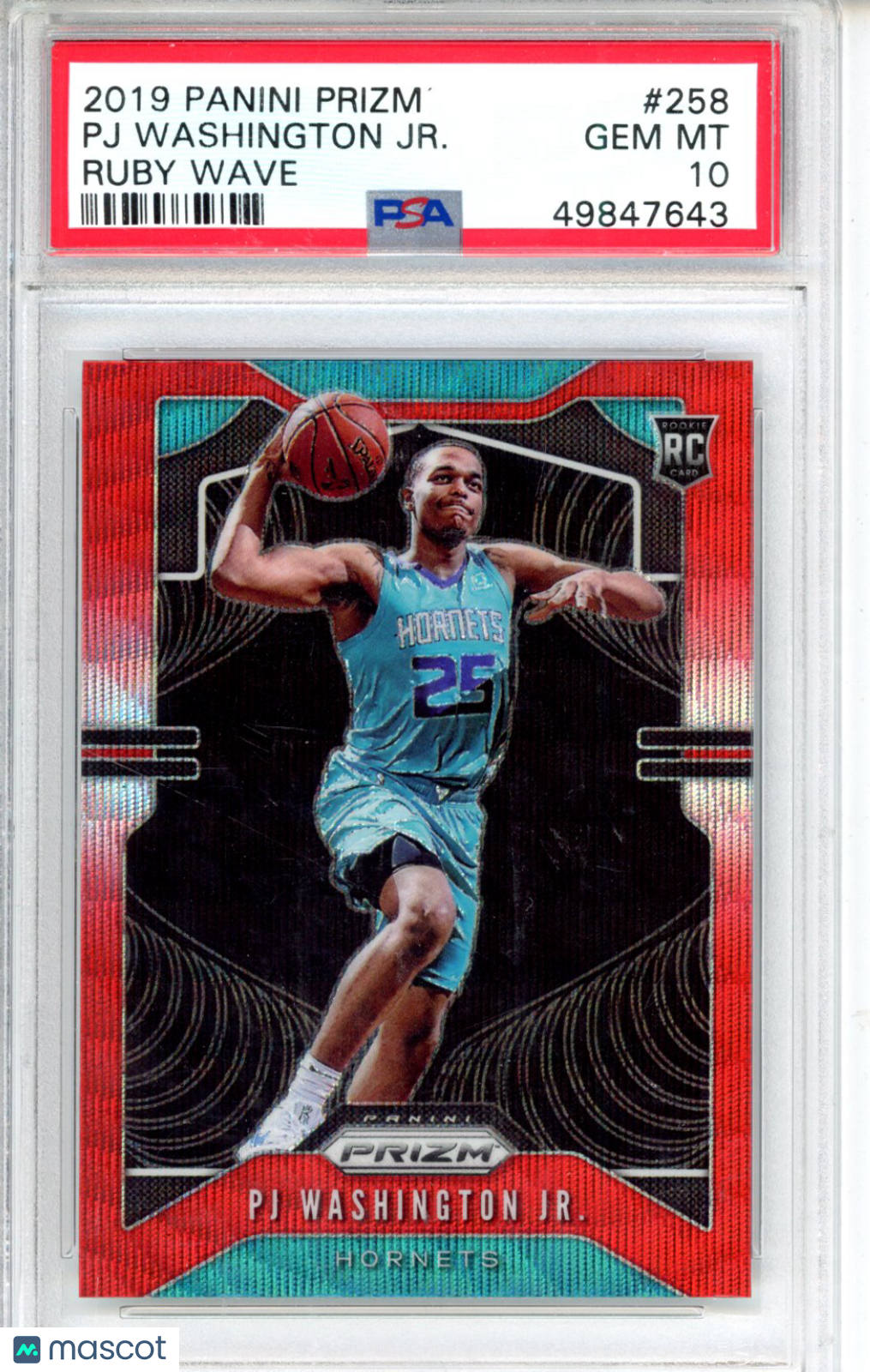 2019 Panini Prizm PJ Washington JR. #258 Ruby Wave PSA 10