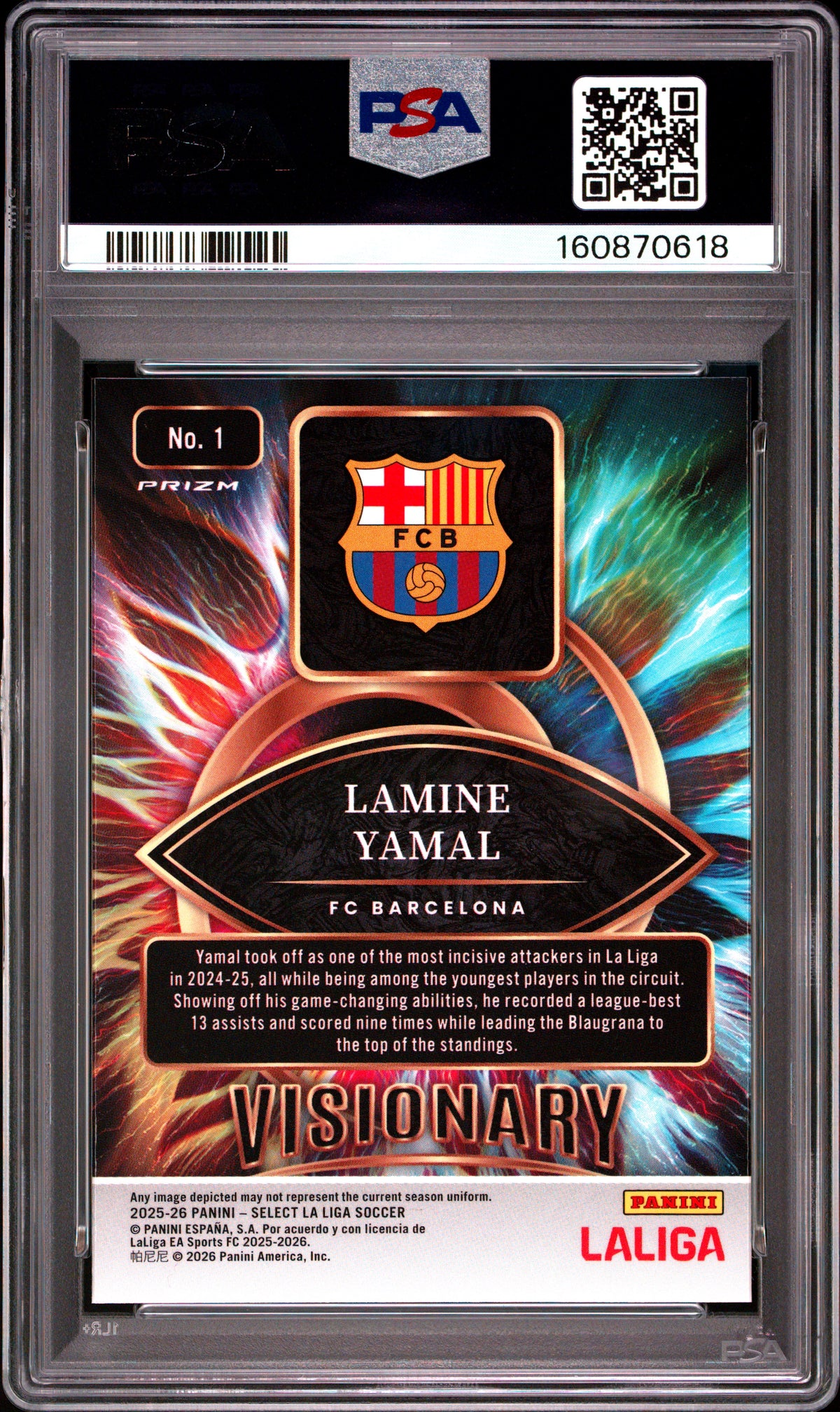 2025 2026 Panini Select La Liga Visionary Lamine Yamal 1 PSA 9