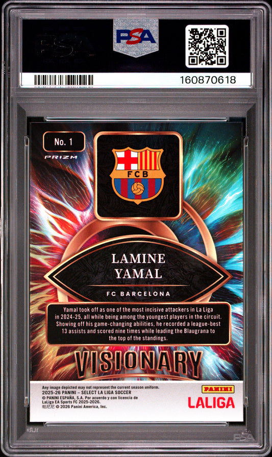 2025 2026 Panini Select La Liga Visionary Lamine Yamal 1 PSA 9