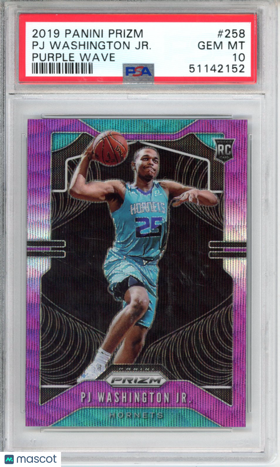 2019 Panini Prizm PJ Washington JR. #258 Purple Wave PSA 10