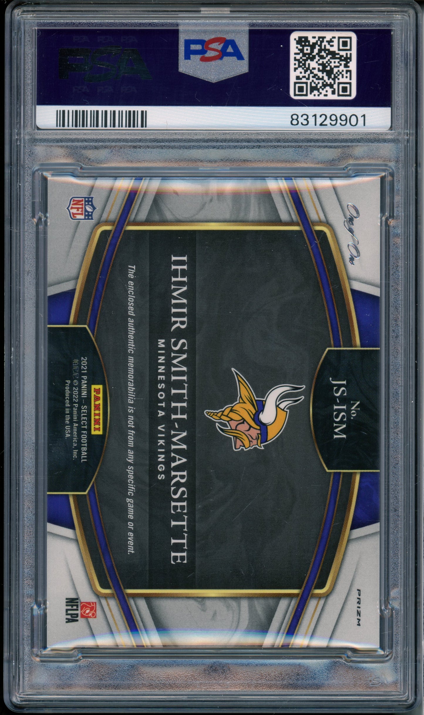 2021 Select Ihmir Smith-Marsette #JSISM Jumbo Rookie Swatch NFL Shield PSA 8