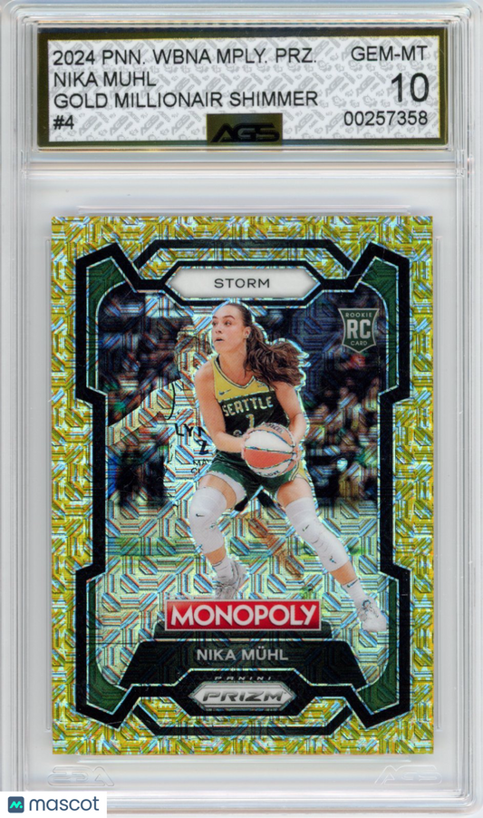 2025 Basketball 2024 PANINI WBNA MONOPOLY PRIZM NIKA MUHL #004 AGS 10