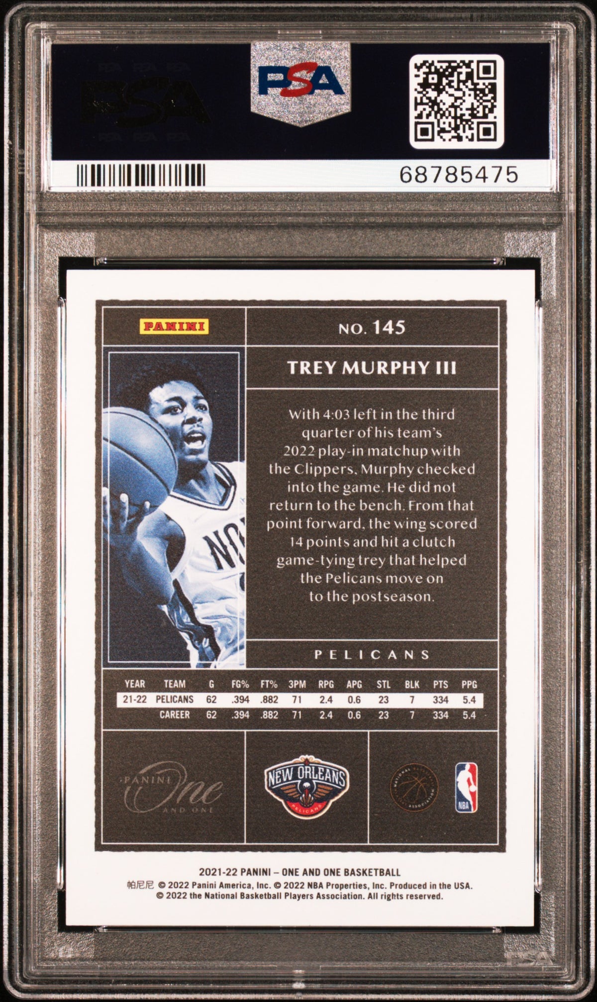 2021 Panini ONE AND ONE TREY MURPHY III #145 GOLD English PSA 9