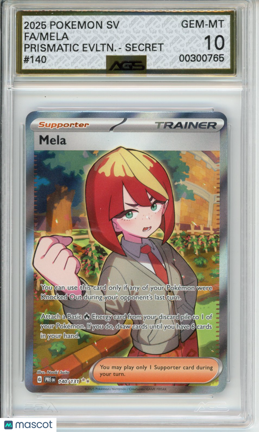 2025 Pokemon Prismatic Evolutions Mela #140 AGS 10