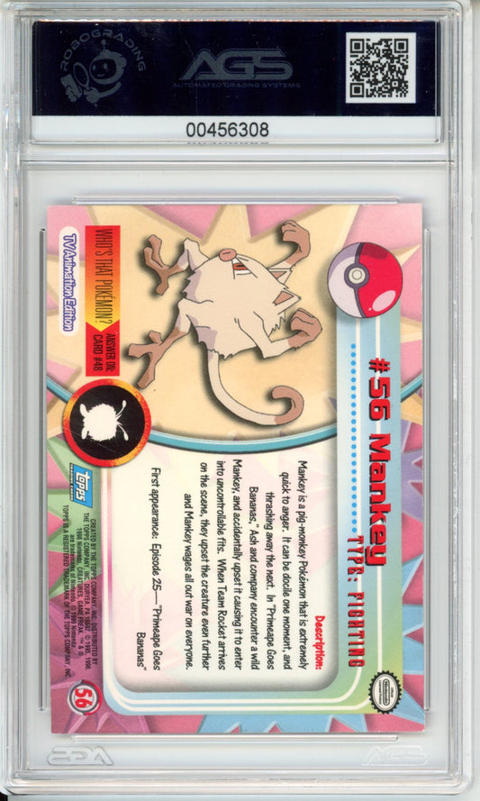 1999 Pokemon T.V. Series 1 Mankey #056 AGS 9