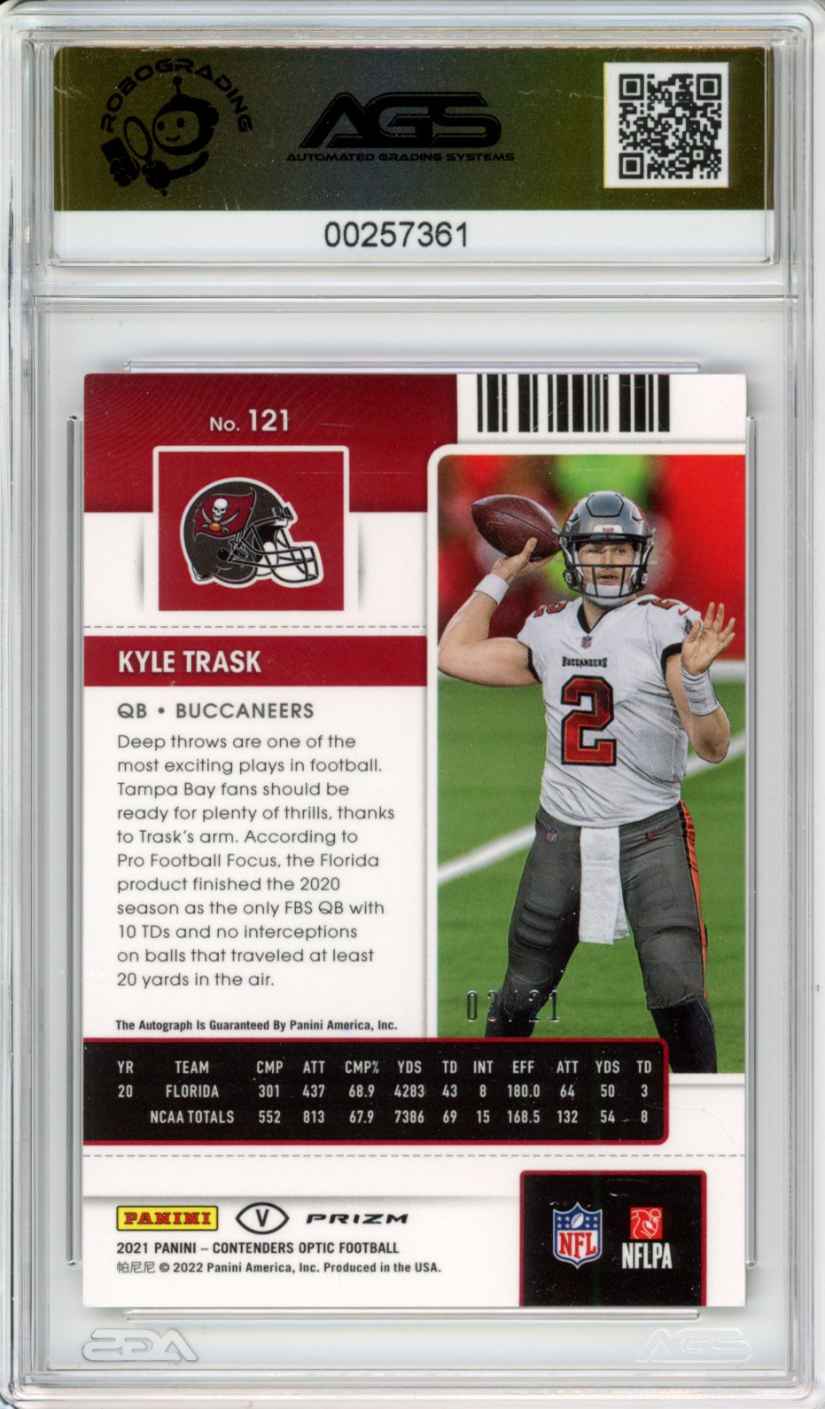 2022 Contenders Optic KYLE TRASK ROOKIE TICKET RPS AUTO PURPLE PULSAR AGS 10