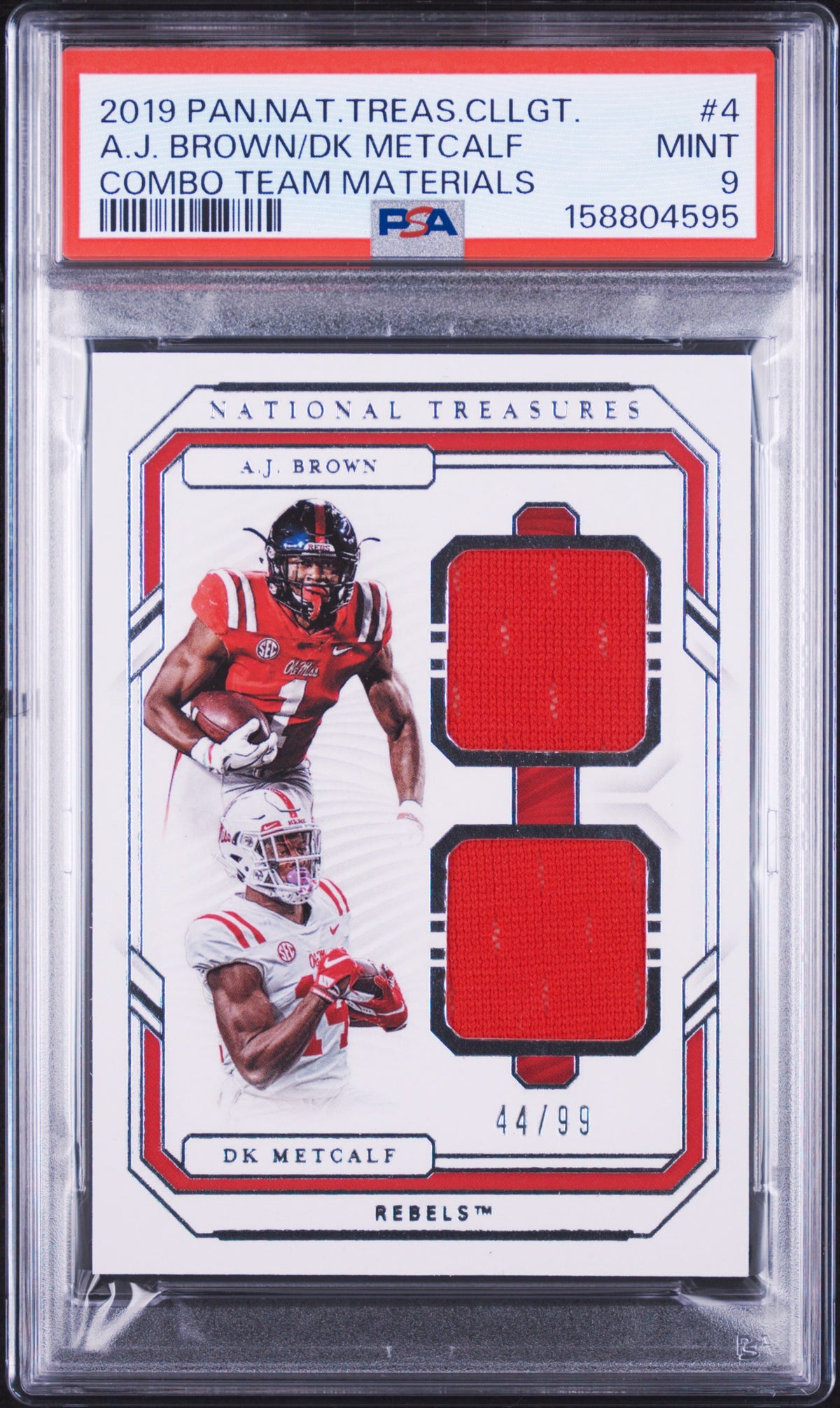 2019 unknown Panini National Treasures Collegiate Combo Team Materials DK Metcalf/A.J. Brown 4 English PSA 9