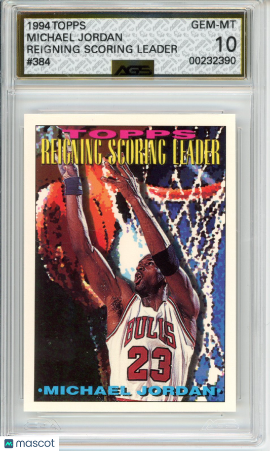 1994 Topps Michael Jordan #384 Reigning Scoring Leader AGS 10