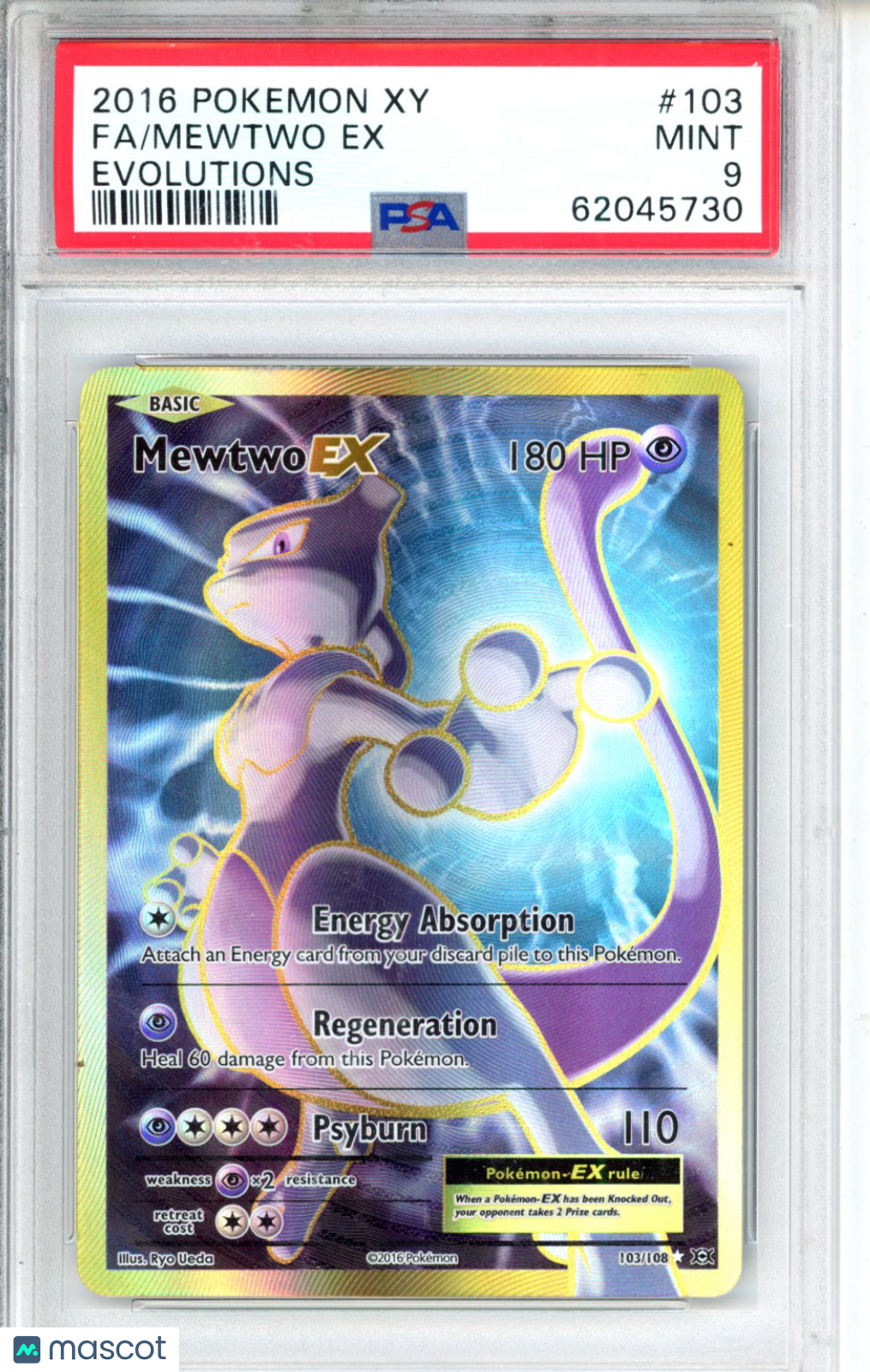 2016 Pokemon Xy Evolutions Mewtwo EX #103 Evolutions Fa PSA 9