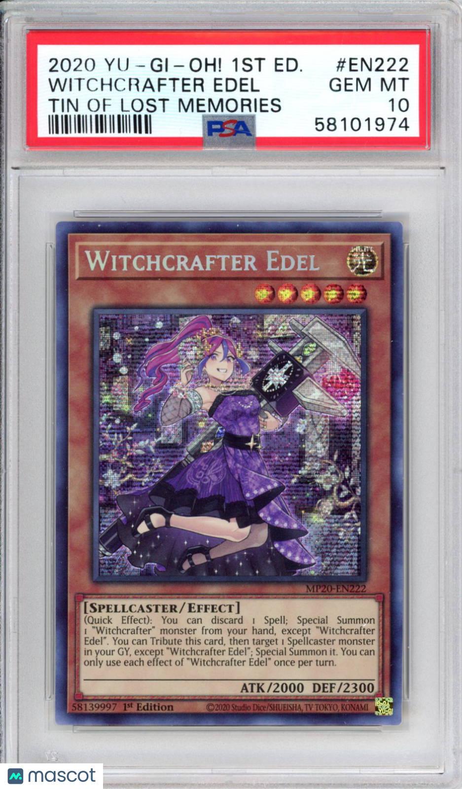 2020 Yu-Gi-Oh! Tin Of Lost Memories Witchcrafter Edel #EN222 PSA 10