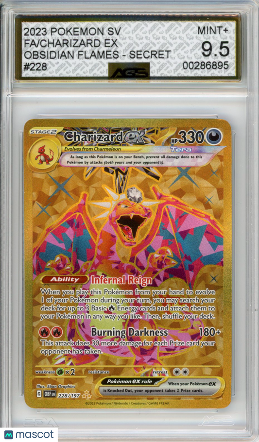 2023 Pokemon Obsidian Flames Charizard ex #228/197 AGS 9.5