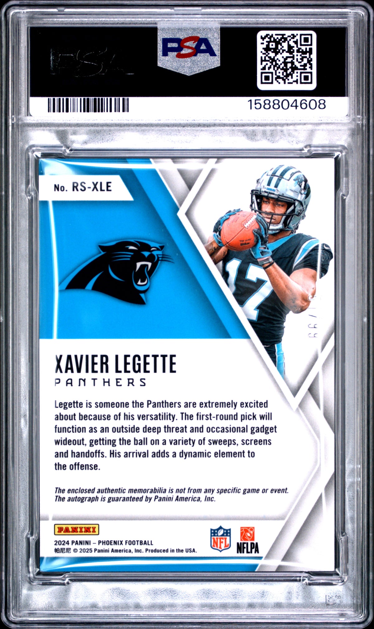 2024 unknown Panini Phoenix Rookie Silhouettes Autographs Relic Xavier Legette Red RSXLE English PSA 8