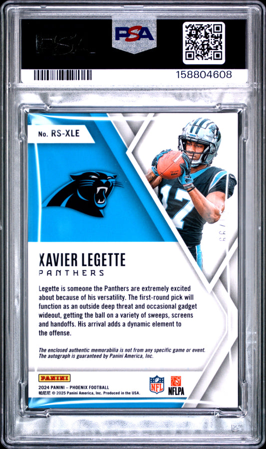 2024 Panini Phoenix Xavier Legette #RSXLE Rookie Silhouette Auto PSA 8