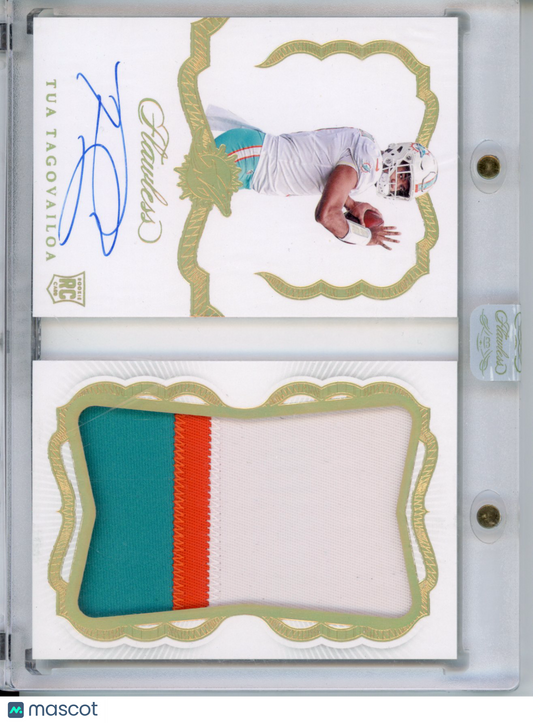 2020 Flawless Tua Tagovailoa #RBA-TTA Rookie Booklet 1/10 Jersey Match Gold