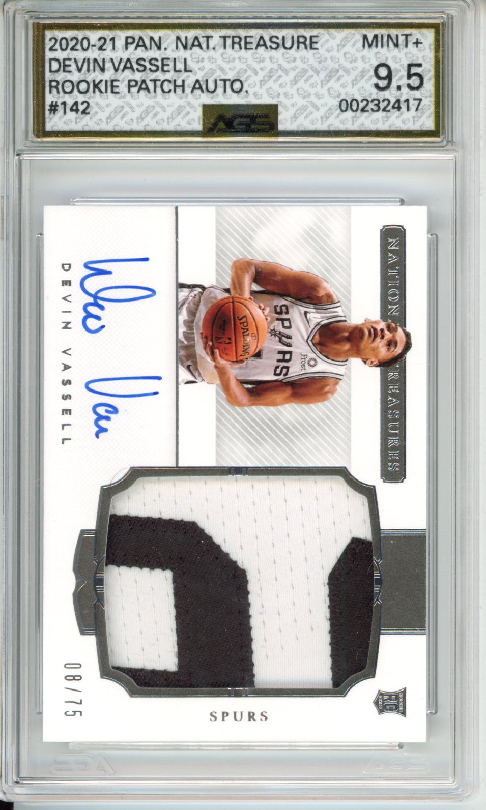 Panini 2020-21 National Treasures Devin Vassell #142b Base English AGS 9.5