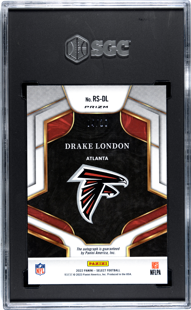 2022 Panini Select Drake London #RS-DL Rookie Sigs. Gold Prizm /10 SGC 9.5 Auto 10