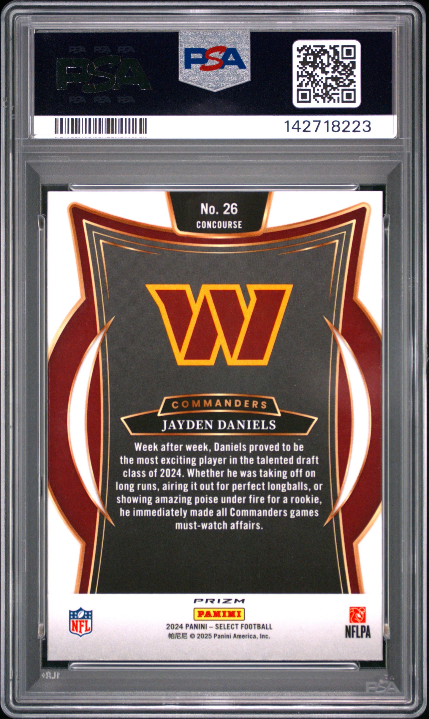 2024 Panini Select Jayden Daniels #26 Zebra Shock PSA 8