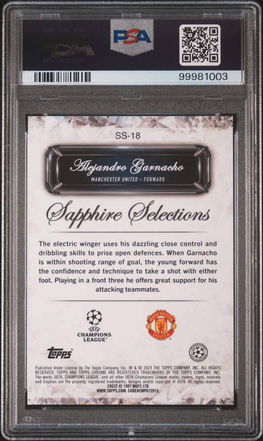 2023-24 Topps Chrome Sapphire Selections Alejandro Garnacho #SS18 Gold PSA 10