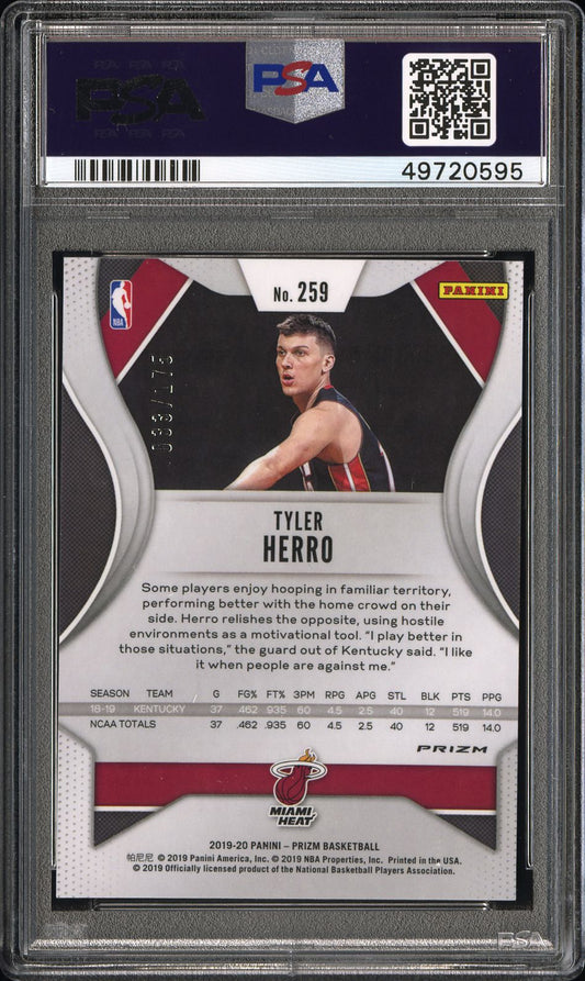 2019 Panini Prizm Tyler Herro #259 Fast Break Blue PSA 9