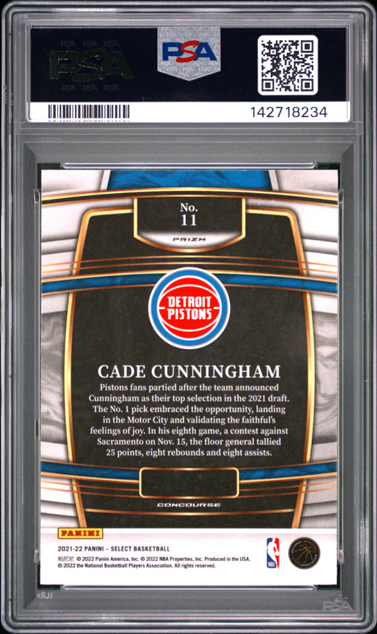 2021 Panini Select Cade Cunningham #11 Blue Prizm PSA 8