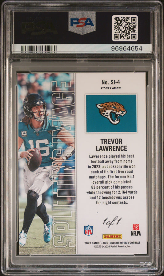 2023 Panini Contenders Optic Splitting Image Trevor Lawrence #SI4 Gold Vinyl PSA 10