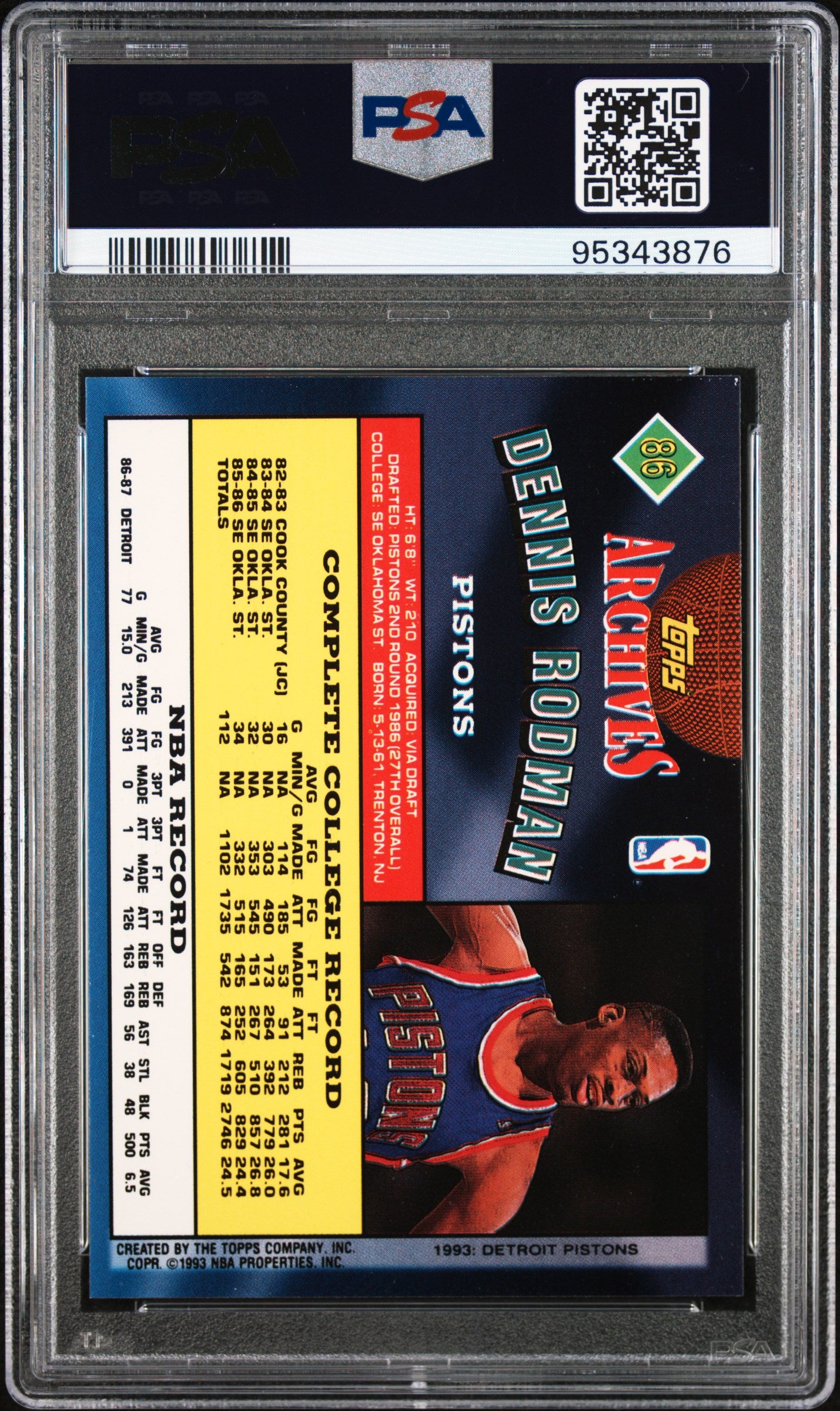 1992 Topps Archives Dennis Rodman #86 PSA 9