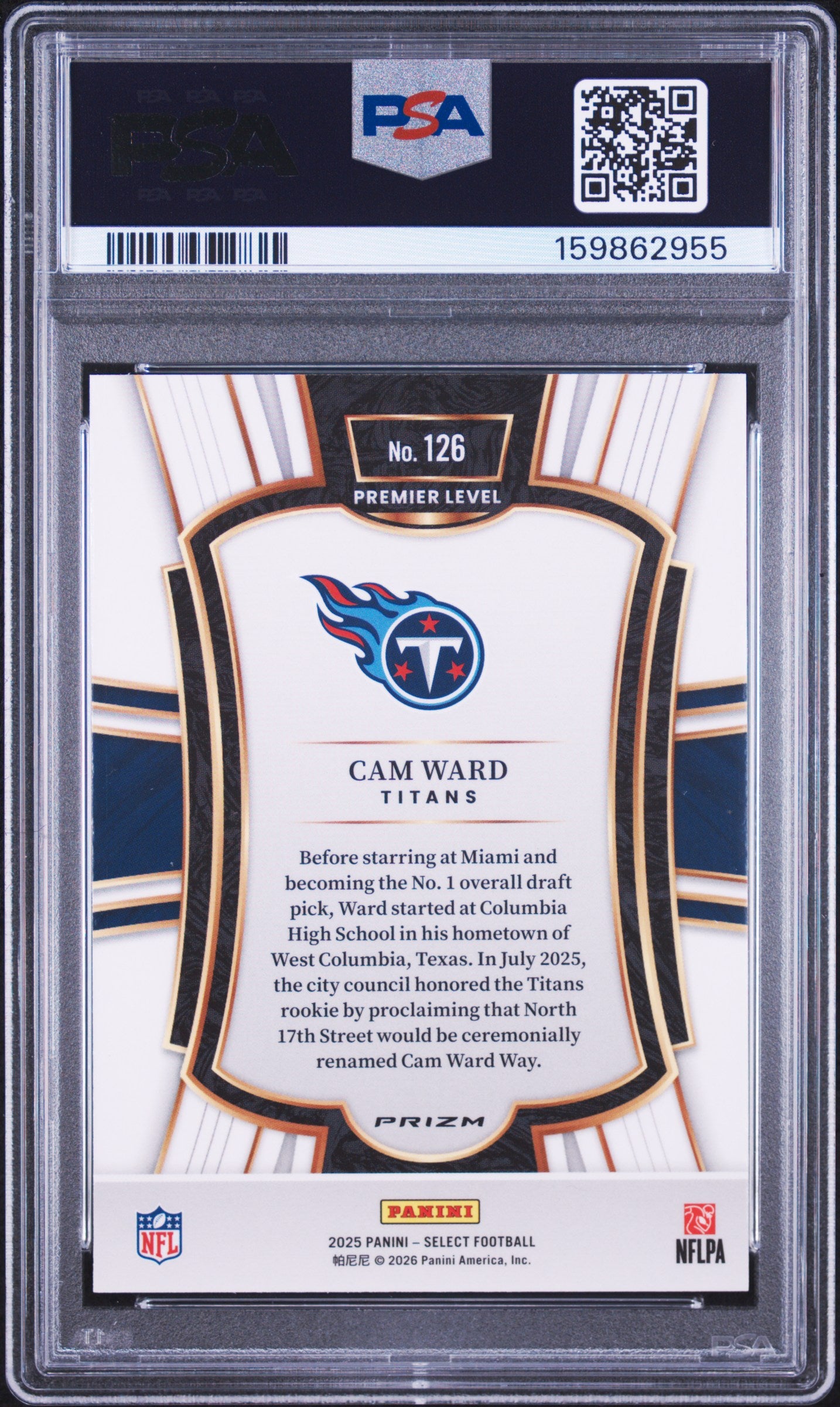 2025 Panini Select Cam Ward #126 Pink Shock PSA 9