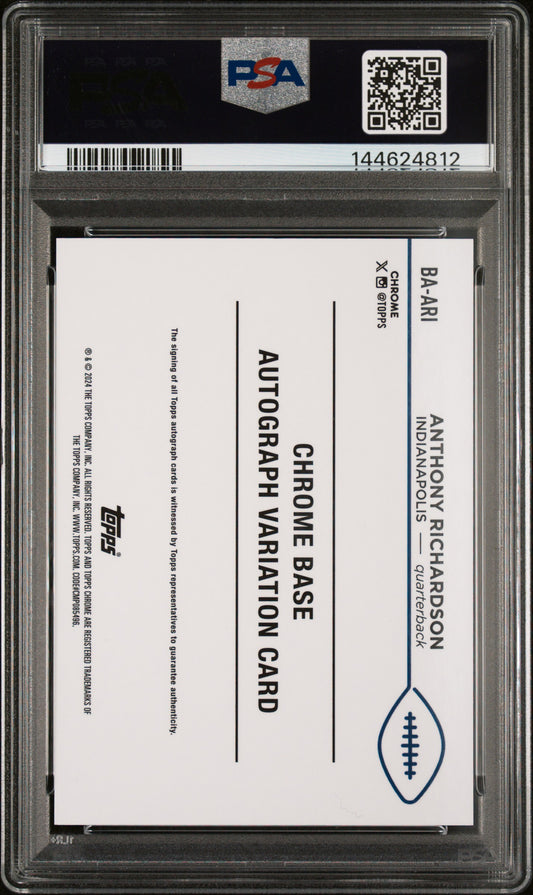 2024 Topps Chrome Auto Variations Anthony Richardson #BAARI Gold Wave PSA 9