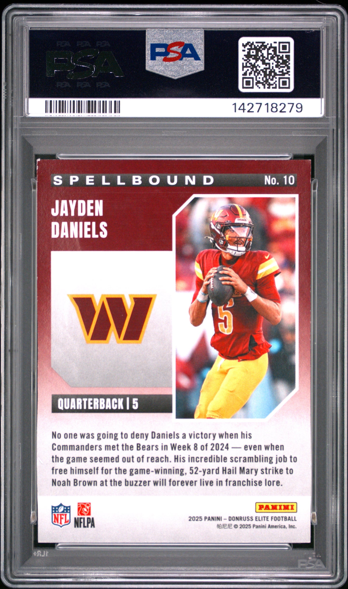 2025 Panini Donruss Elite Spellbound Jayden Daniels #10 PSA 8