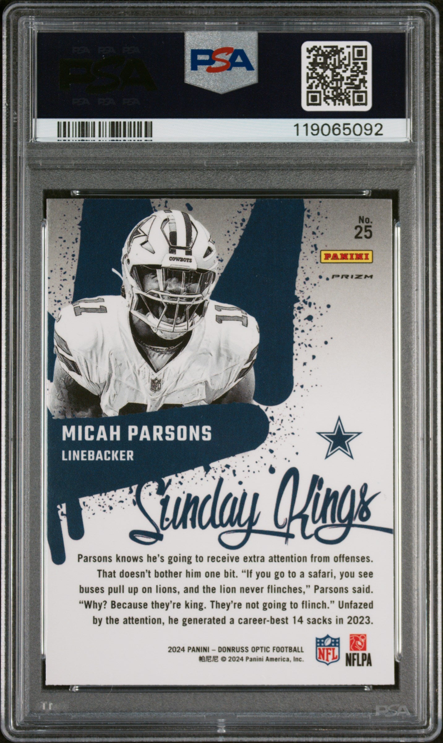 2024 Panini Donruss Optic Sunday Kings Micah Parsons #25 PSA 10