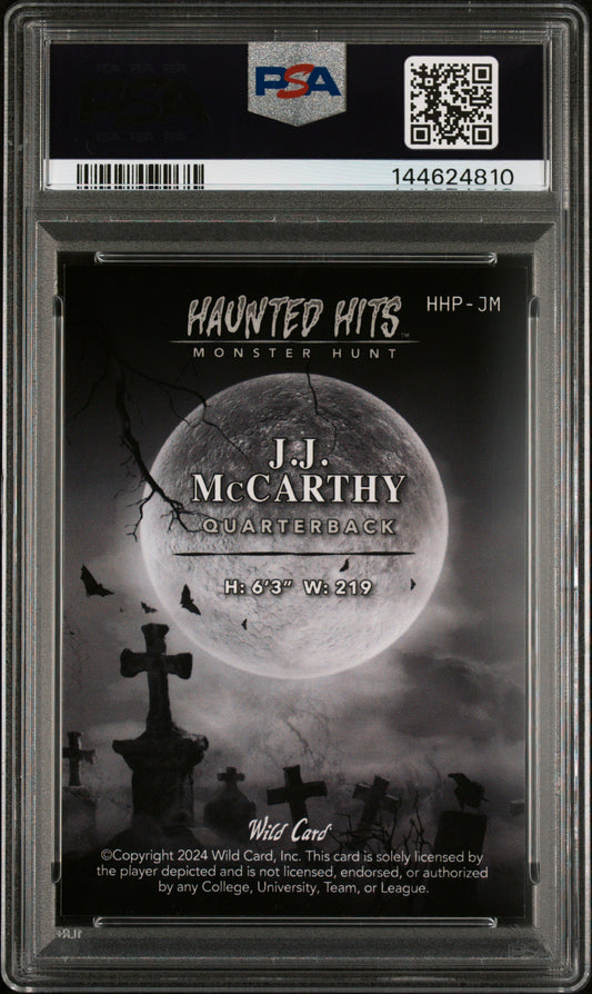 2024 Wild Card Monster Hunt Promo Pumpkin J. J. Mccarthy #JM 3 Pink PSA 9